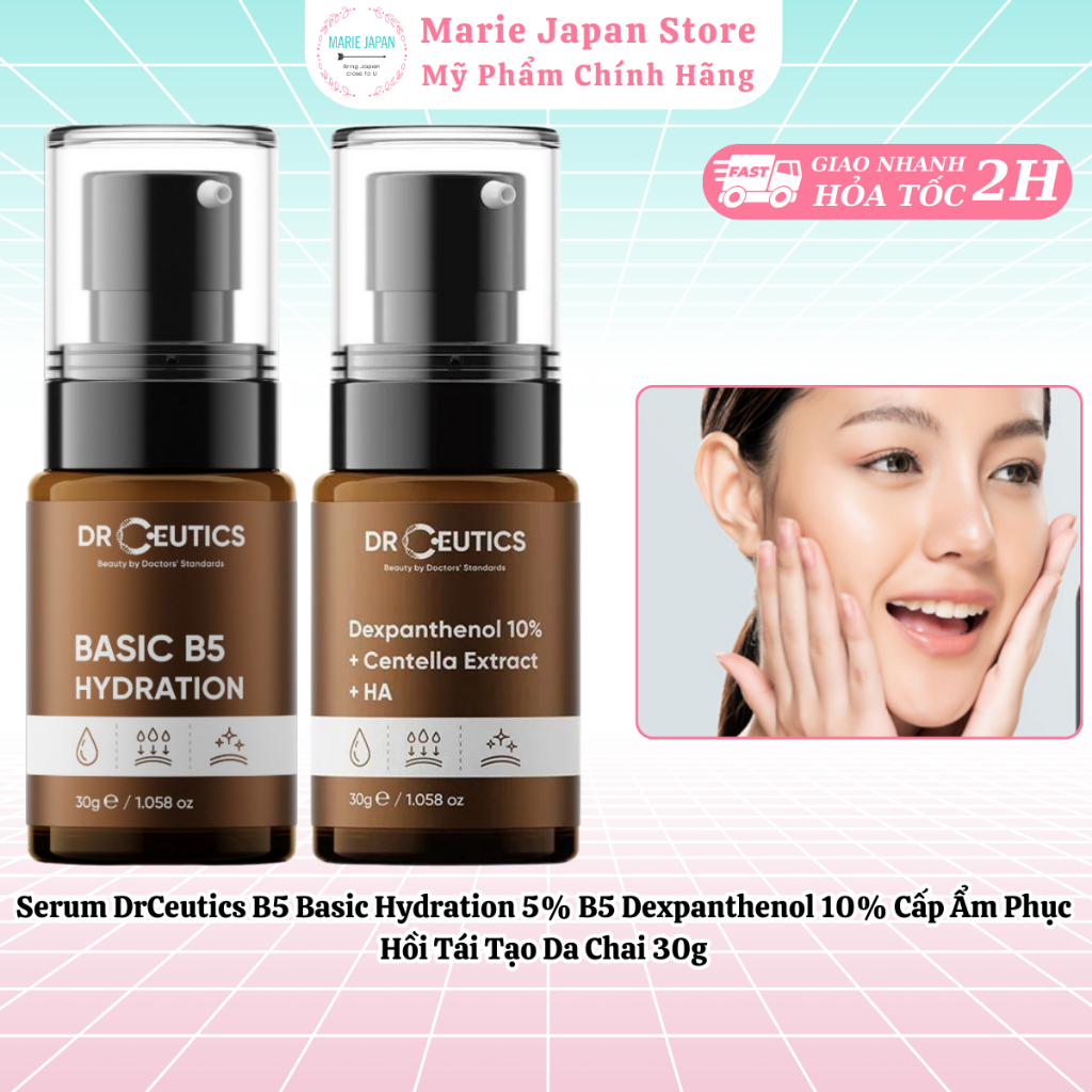 Serum DrCeutics B5 Basic Hydration 5% B5 Dexpanthenol 10% Cấp Ẩm Phục Hồi Tái Tạo Da Chai 30g - Mari