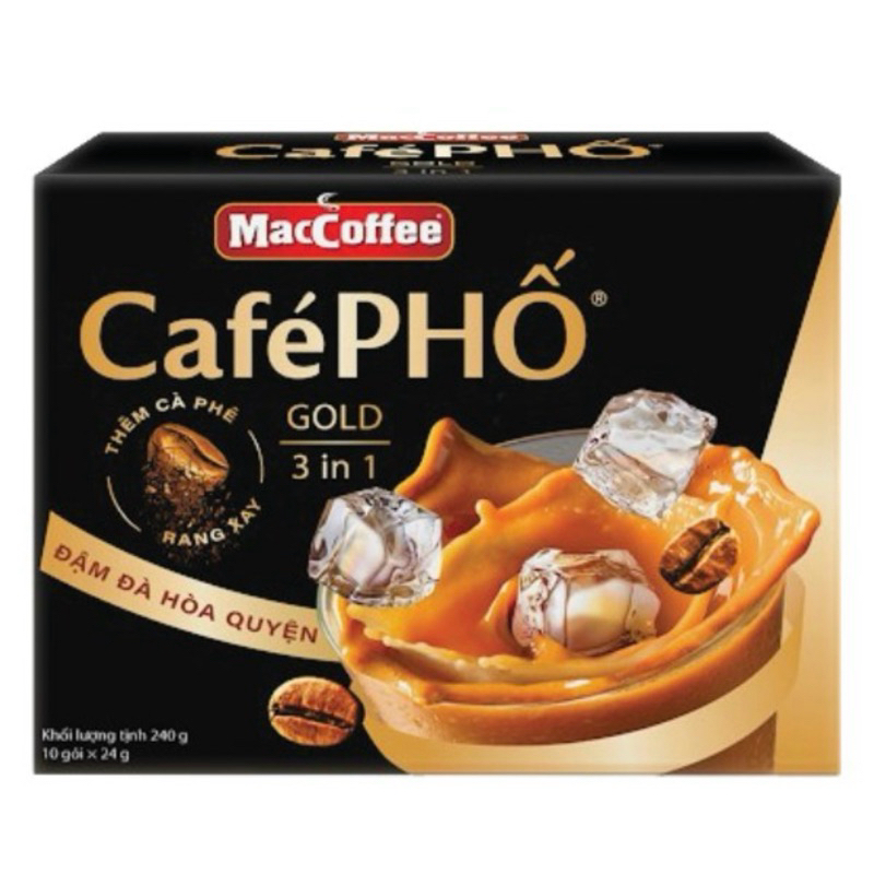 Cà Phê Sữa Đá MacCoffee Café Phố Gold 3in1 Hộp 10 Gói*29G