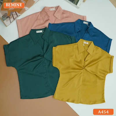 Áo BEMINE cổ sơ mi xoắn ngực-A454