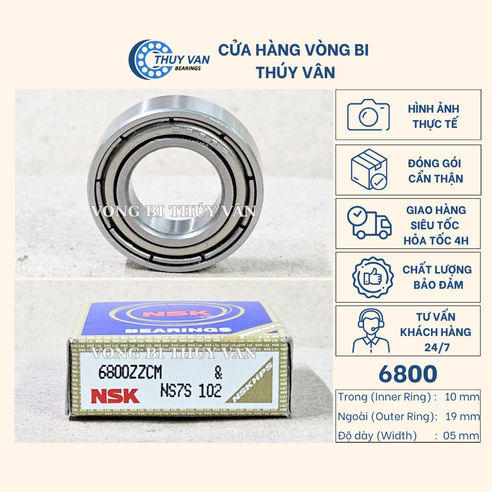 Vòng bi bạc đạn mỏng 6800 6801 6802 6803 6804 6805 6807 6808 phớt kim loại cao su (NS)