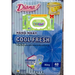 Gói 40 Miếng (Loại Nhỏ 15.5cm Không Cánh)- Combo 6 Gói Băng Vệ Sinh Diana Sensi Hàng Ngày Cool Fresh
