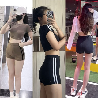 Quần legging short đùi thể thao, biker short ngắn may viền sọc thể thao, tập gym yoga đẹp ạ, short ôm thể thao