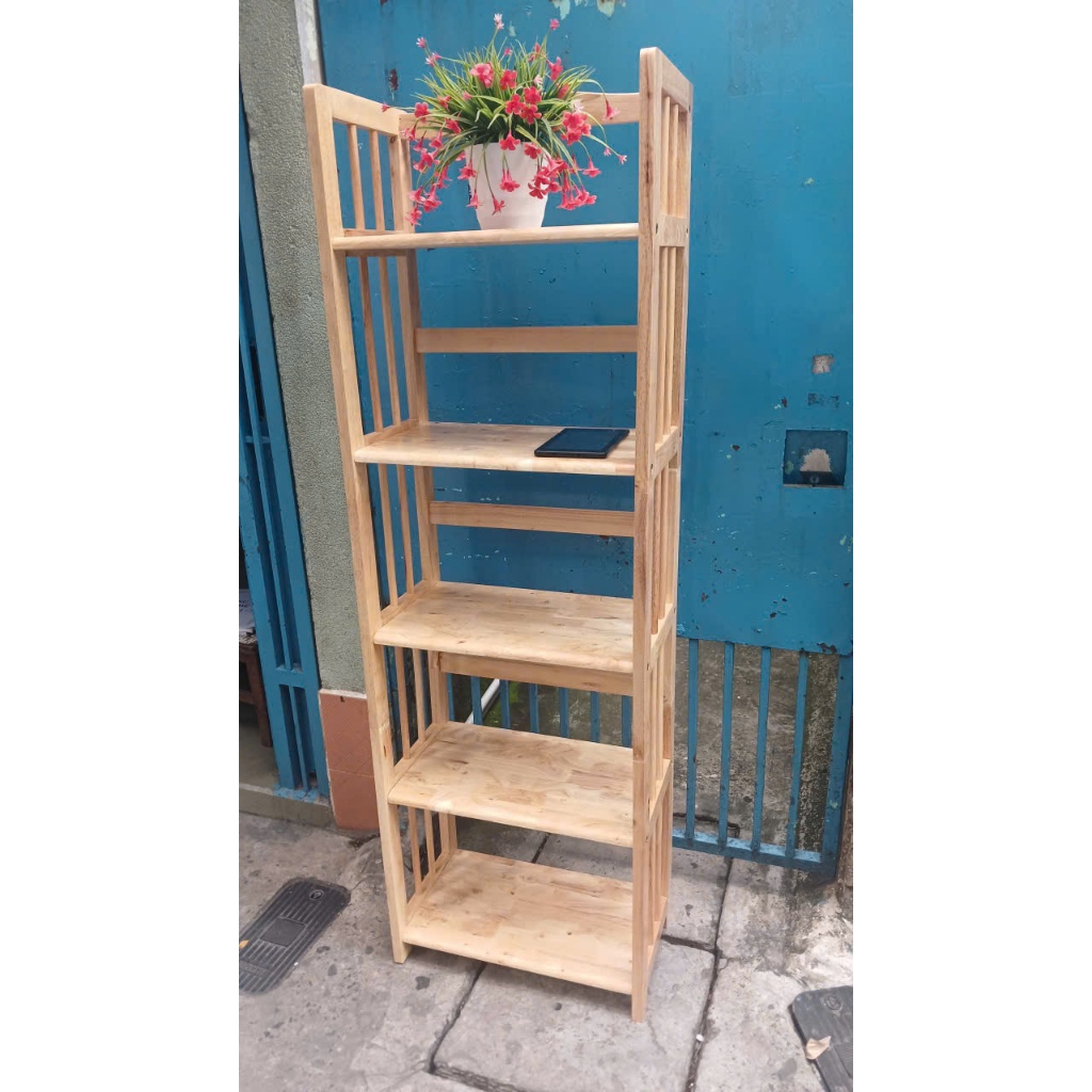 Kệ sách 5 tầng , sâu 28cm , ngang 50cm , cao 155 cm,,  gỗ cao su màu tự nhiên,  bóng đẹp, đã xử lý .