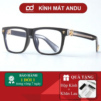 Gọng kính cận thời trang nam nữ ANDU dáng vuông nhựa cao cấp hoạ tiết sắc nét- 2207