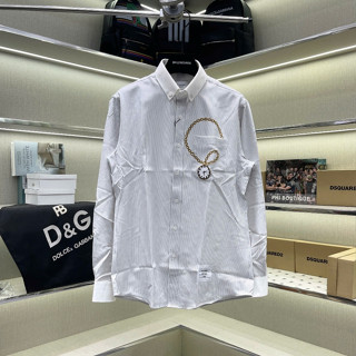 Áo sơ mi kẻ nam dài tay PB vải gai oxford thô sọc kẻ đen trắng thêu dây đồng hồ ngực boy phố SM209P