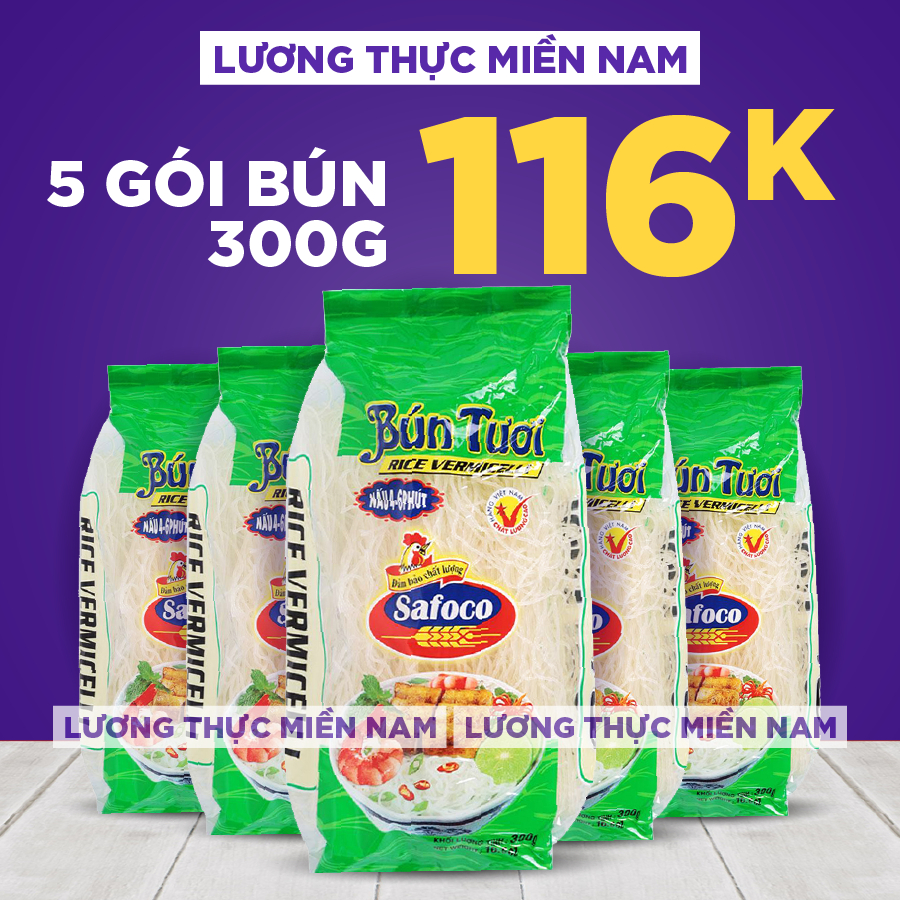   Siêu Rẻ  5 Gói Bún Tươi Khô Safoco 300G 