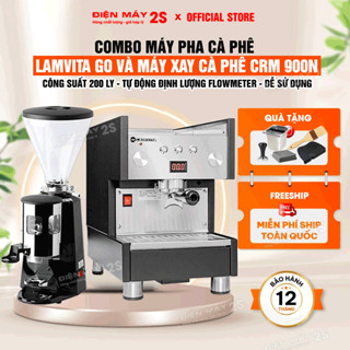 [HCM-Có VAT] Combo Máy Pha Cà Phê Lamvita Go Và Máy Xay Cà Phê CRM 900N Chính Hãng - Bán Mang Đi Take Away 180-200 Ly