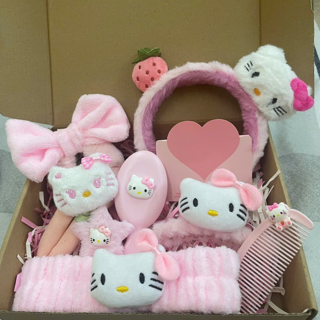 Set quà tặng Mèo Hello Kitty hồng - tặng sinh nhật nữ, valentine 14/2 20/10 8/3 dễ thương [QT2]