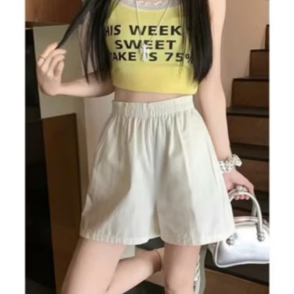 Quần short ngắn nữ, quần đùi cạp chun vải đũi gân có túi phong cách thoáng mát | BigBuy360 - bigbuy360.vn