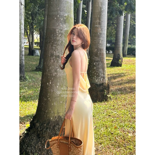 HERA Dress Đầm lụa vai lệch lưng đổ dây vai tuỳ chỉnh (DÀI 140cm) Peachtea Corner
