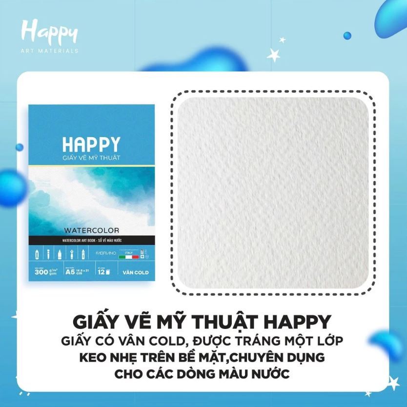 [Hỏa tốc] Sổ Vẽ Gáy Keo Mix Media Happy A5/A4/A3 - Sổ vẽ Đa Chất Liệu