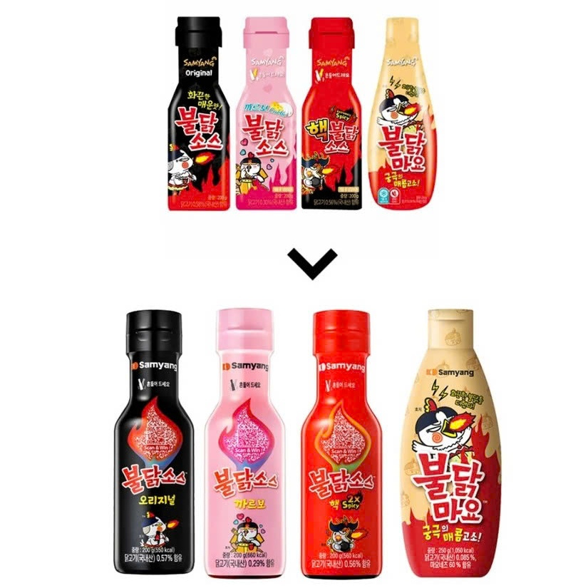 [ Mẫu Mới ] 4 Loại Sốt Siêu Cay Samyang Hàn Quốc - Chai 200gram