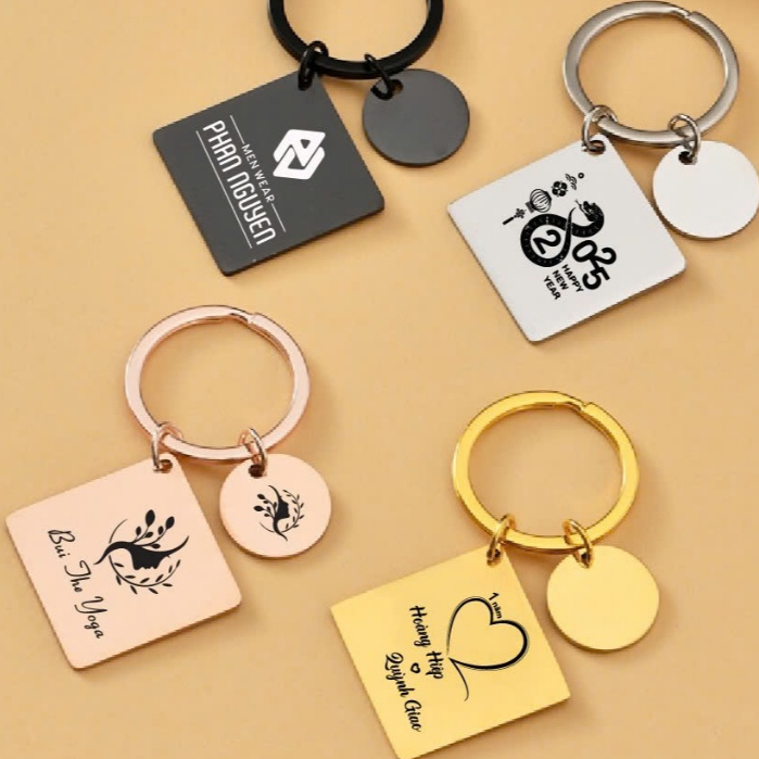 [Miễn Phí Khắc Tên] Móc khoá LUXCUP Inox khắc tên, Ngày Tháng Kỉ Niệm - kèm Tag Theo Yêu Cầu.