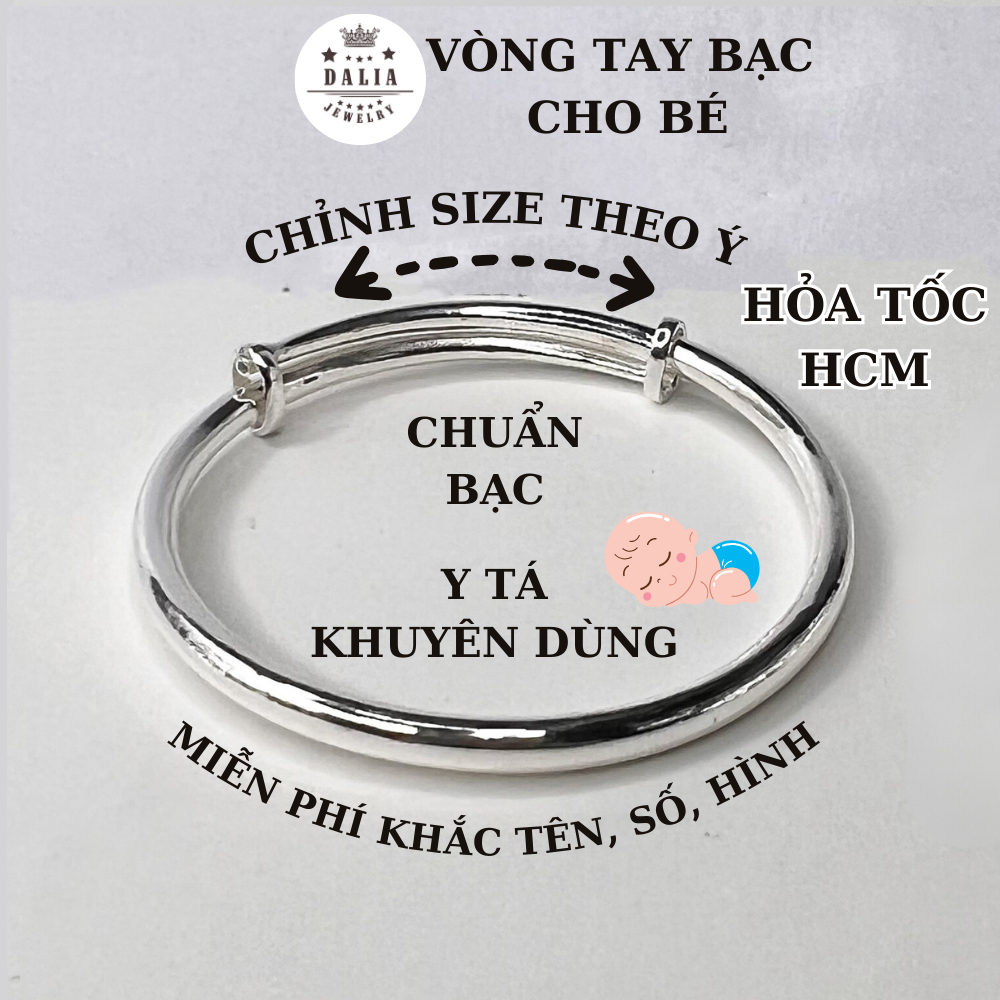 Lắc bạc cho bé khắc tên, ngày sinh, số miễn phí theo yêu cầu DaLiA Jewelry vòng bạc bạc cho bé