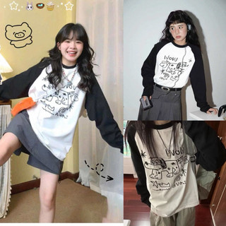 Áo Thun Dài Tay Raplan In Hình Cún Form Rộng . Sweeter Raglan cotton phong cách hàn quốc