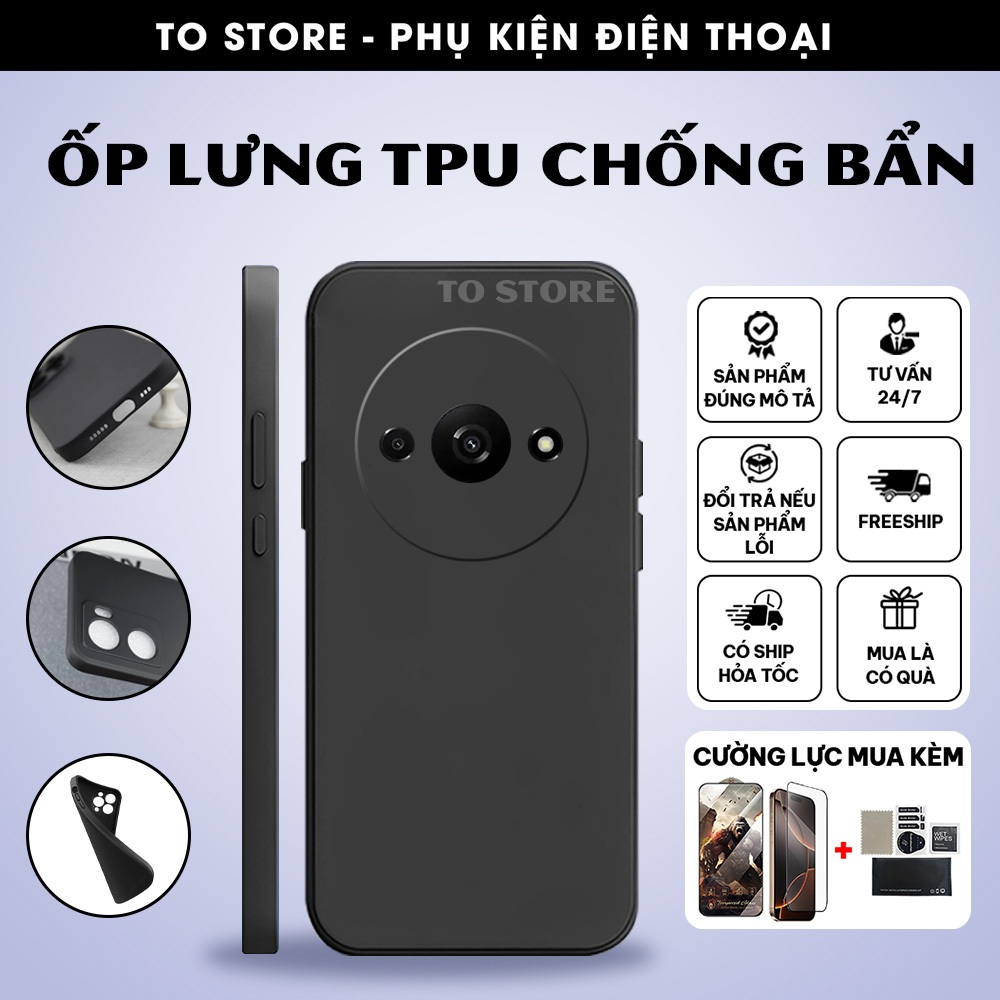 Ốp lưng Redmi A3, A5, A5 Pro TPU chống bẩn viền cạnh vuông bảo vệ camera | Ốp lưng điện thoại bảo vệ