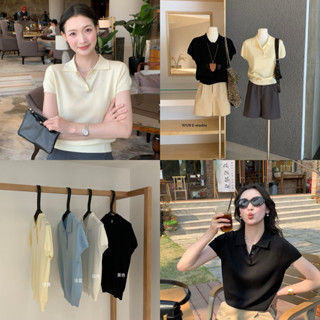 LEMONA x WGWE - Áo Polo Len Mongtoghi Solid Pastel Tay Hến Kiểu Hàn W6649#