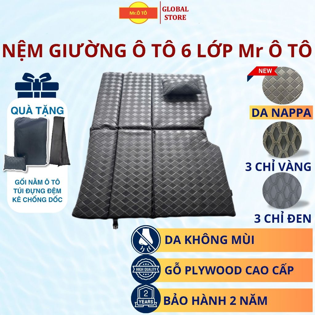 Đệm giường ô tô, nệm xe ô tô 6 lớp loại 1 Mr Ô TÔ - ván plywood an toàn cho sức khoẻ - hành 2 năm