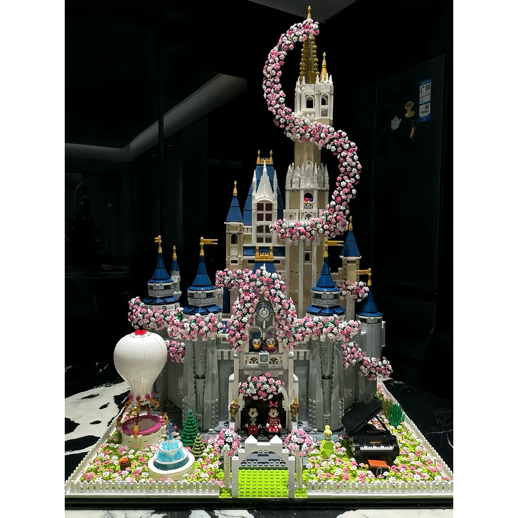 Lâu đài cổ tích Disney Sakura đám cưới hoa mô hình cầu hôn lego trang trí quà tặng người yêu bạn gái
