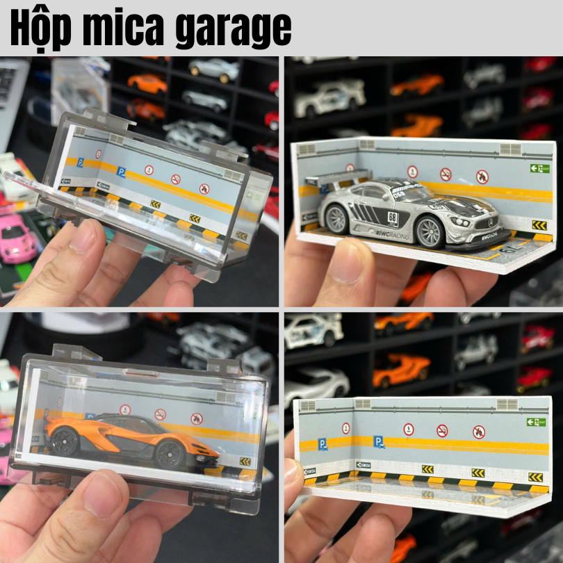 Garage Diecast trưng bày xe mô hình Mica trong suốt - Đã kèm garage  - Tỉ lệ 1/64