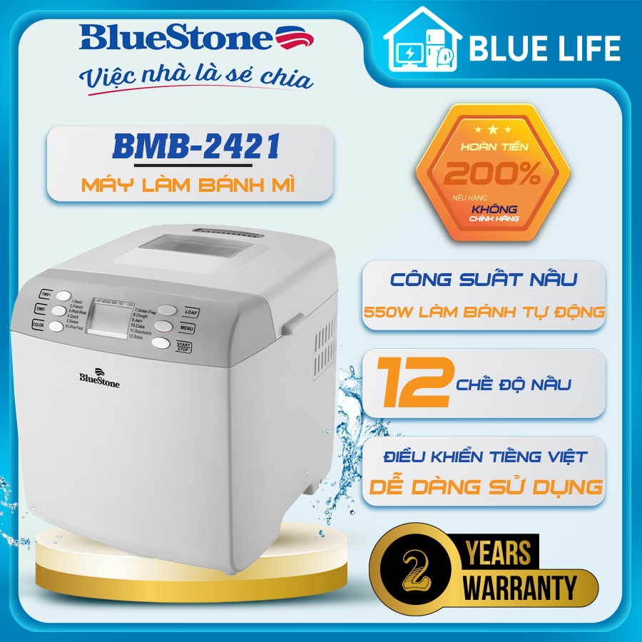 Máy Làm Bánh Mì Bluestone BMB-2421, 12 Chế Độ Tự Động, Bảo Hành Chính Hãng 24 Tháng
