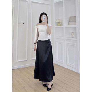 Chân Váy Lụa Chữ A 2 Lớp Che Bụng cho dáng quả lê chất lụa nhung - Mintshe
