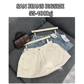 Chân váy Jeans Dáng xoè ngắn nữ Bigsize 55-90kg SANJEANSBIGSIZE