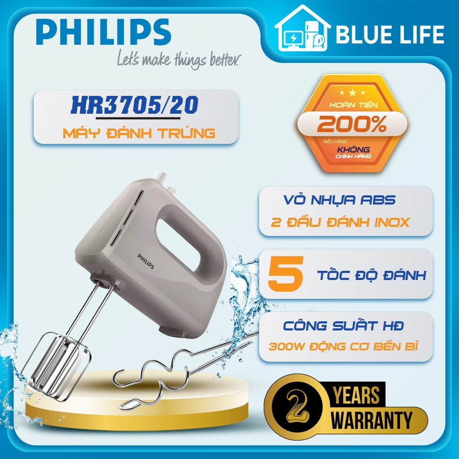 Máy Đánh Trứng Philips HR3705 - Công Suất 300W - Bảo Hành Chính Hãng