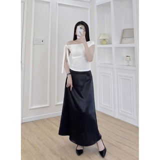 Chân Váy Lụa Chữ A 2 Lớp Che Bụng cho dáng quả lê chất lụa nhung - Mintshe