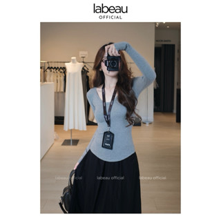  Áo thun ôm body cổ tim dài tay nữ | Labeau - Co giãn tôn dáng dễ phối đồ 