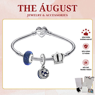 Vòng Tay Bạc Nữ Dây Mềm Mix Charm Treo Ánh Trăng Sao Diệu Kỳ Qùa Tặng Ý Nghĩa The Áugust Tặng Bộ Hộp Đựng Sang Trọng