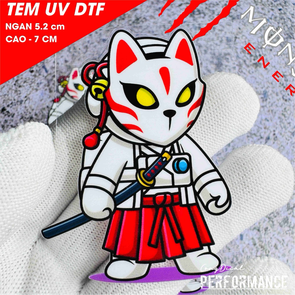 Tem dán Kitsune chất liệu UV DTF