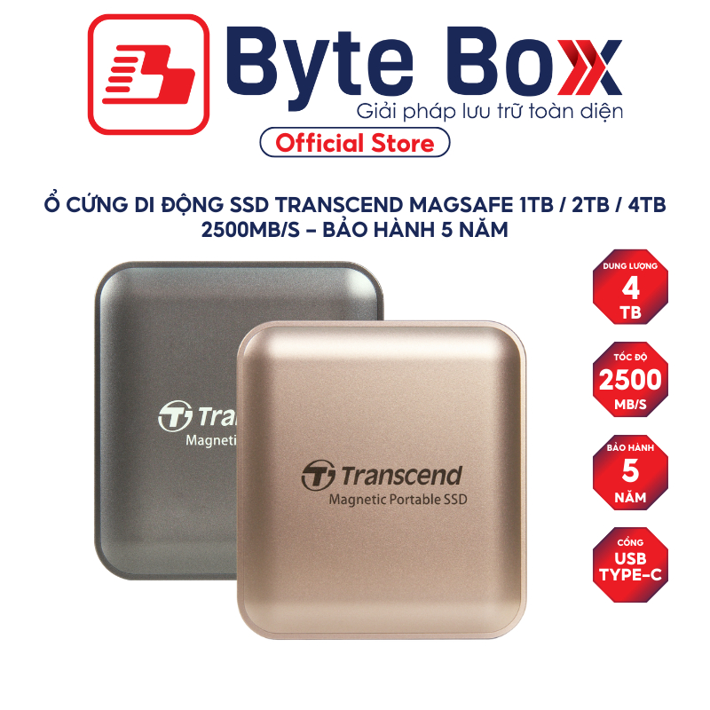 Ổ cứng di động SSD Transcend Magnetic Portable SSD ESD420 1TB / 2TB / 4TB 2500MB/s - Bảo hành 5 năm