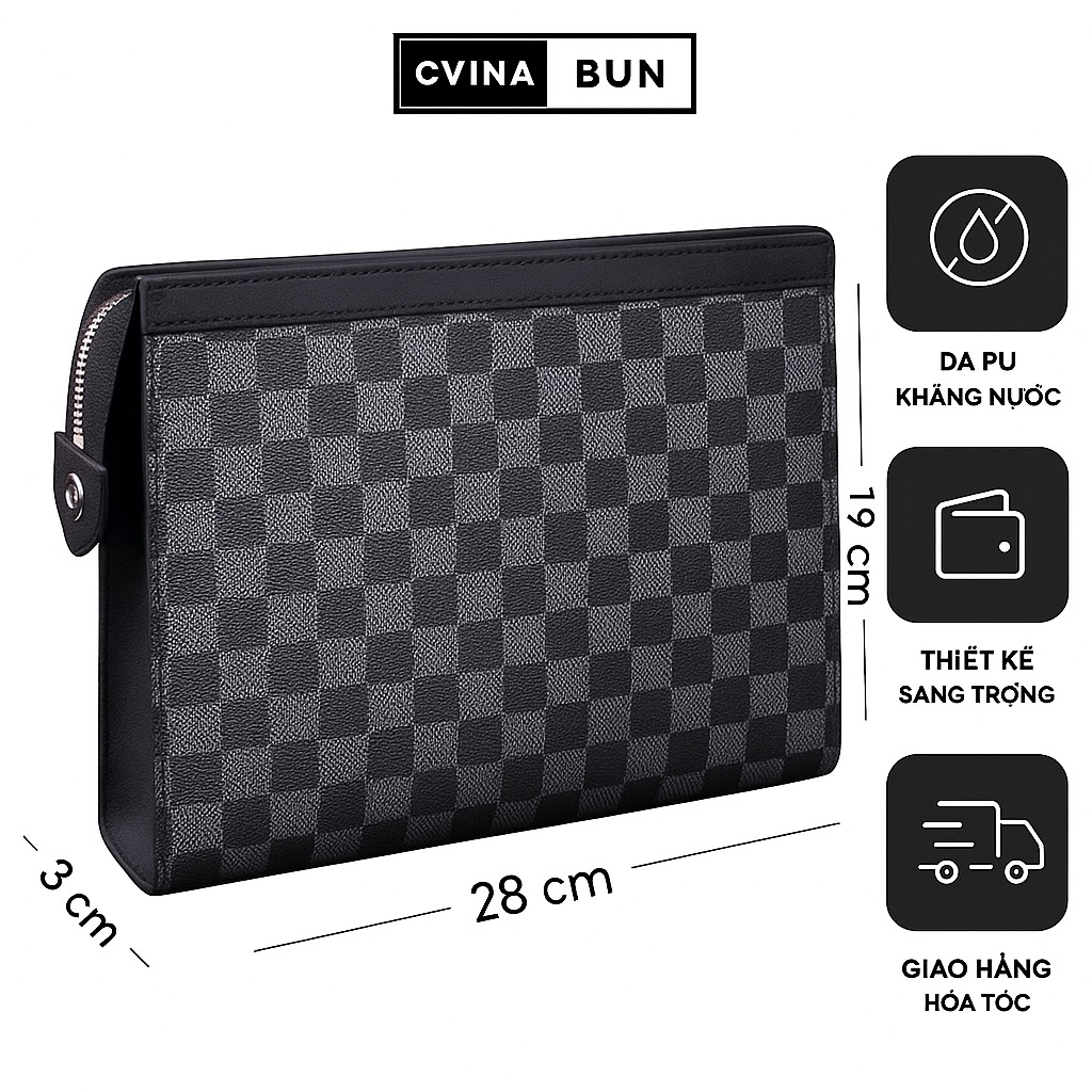 Ví cầm tay thời trang nam nữ cao cấp da Pu chống nước, chống xước, phong cách lịch lãm, sang trọng