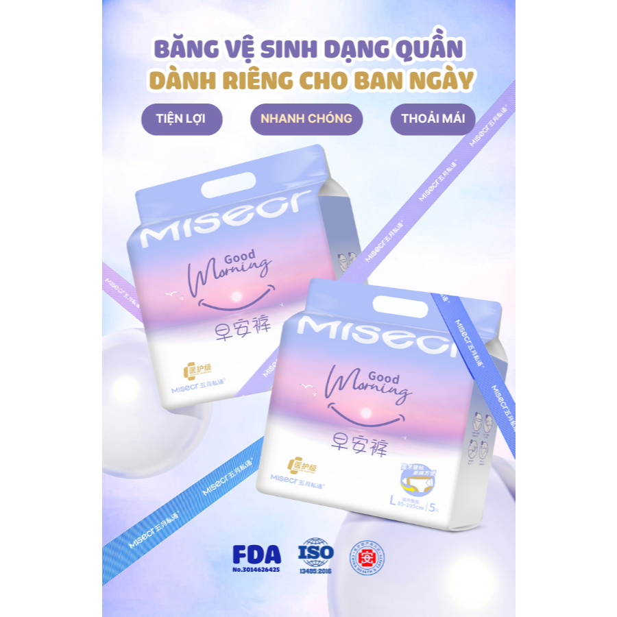 [DEAL SỐC TRẢI NGHIỆM] 50 miếng BVS dạng quần MISECR siêu mỏng đạt chuẩn y tế cao cấp