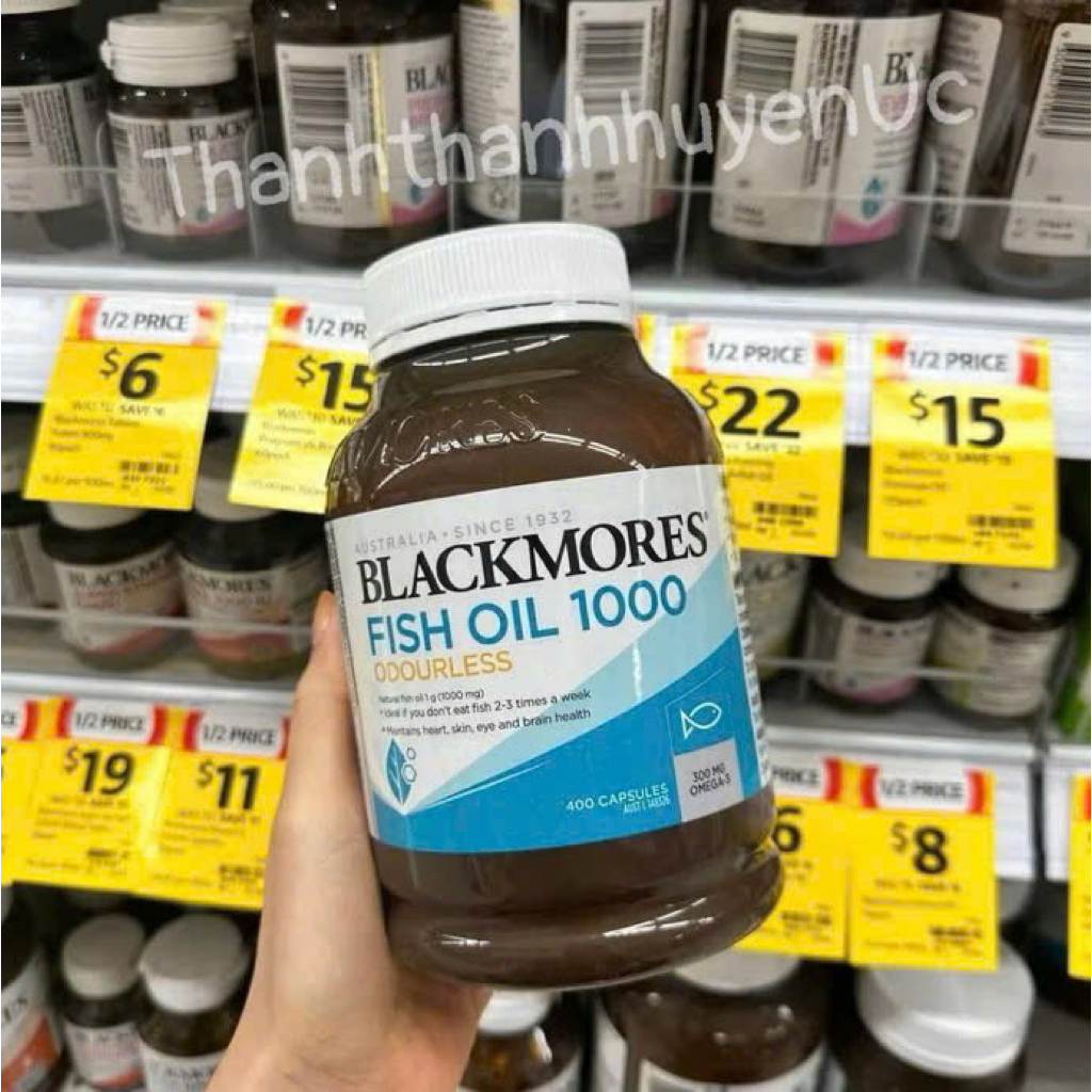 Blackmores Odourless Fish Oil 1000mg - Dầu Cá không mùi, viên nhỏ 400 viên Úc