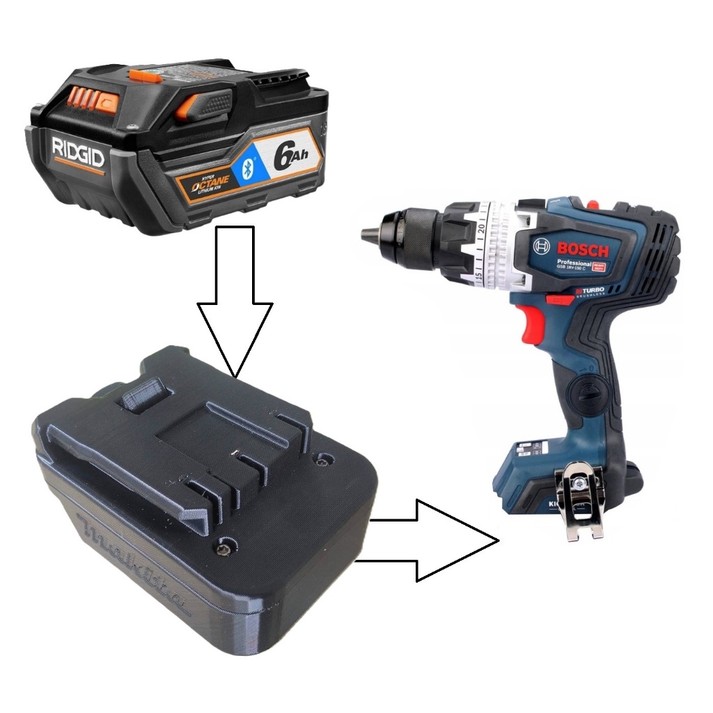 Đế chuyển pin AEG RIDGID 18v cho máy Bosch 18v (KHÔNG BAO GỒM MÁY VÀ PIN)