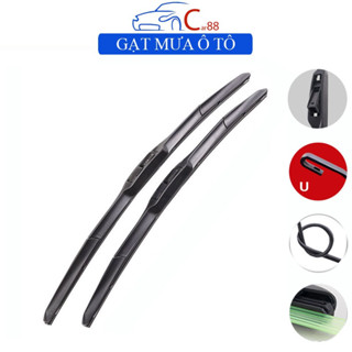 (25) Gạt Mưa Ô Tô 3 Khúc Thân Cứng Lưỡi Silicone Ngàm U Cao Cấp ( Giá 1 Cái )