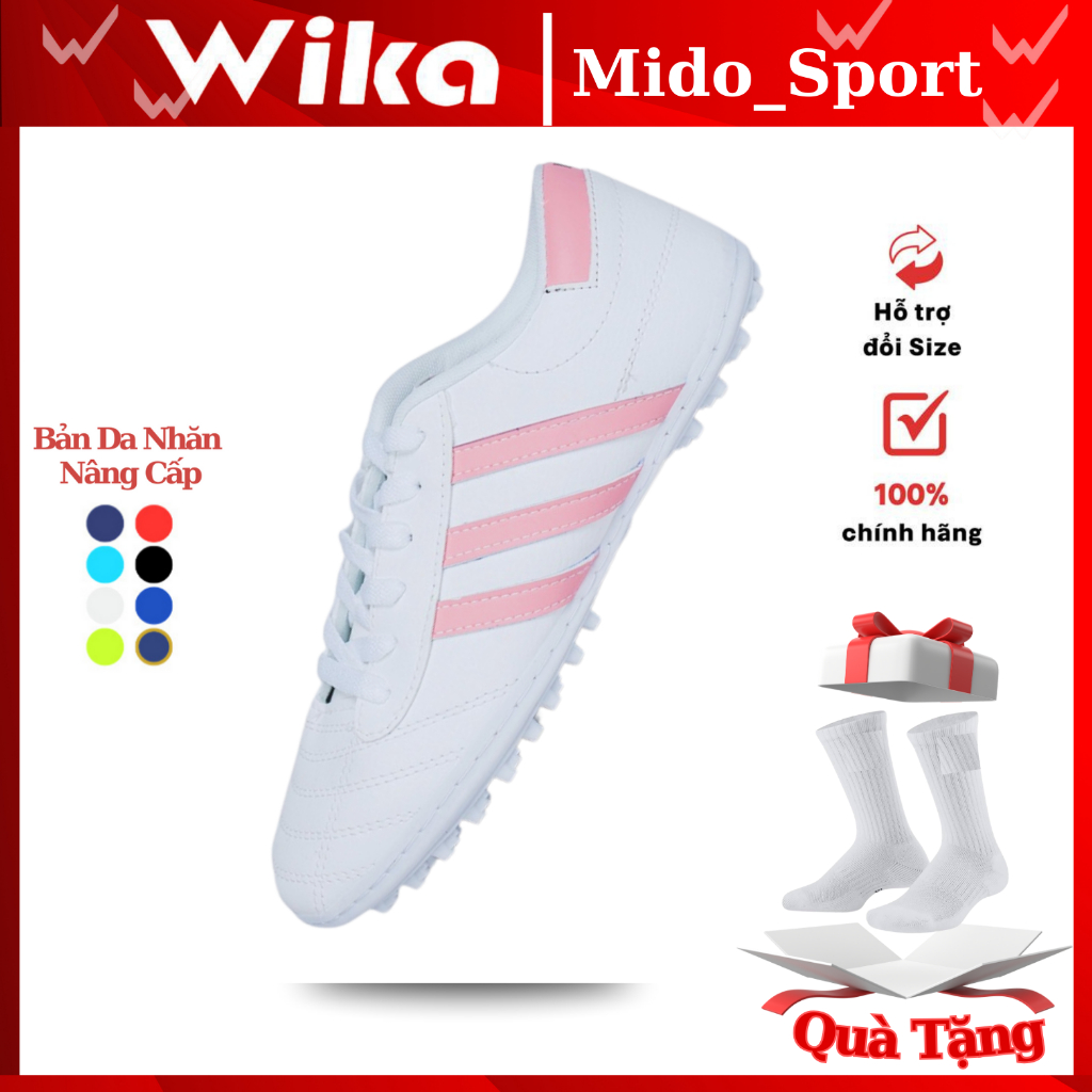 Giày đá bóng 3 sọc Wika 2017 PU-2 ,giày sân cỏ nhân tạo, ct3 chính hãng wika , đã khâu full đế