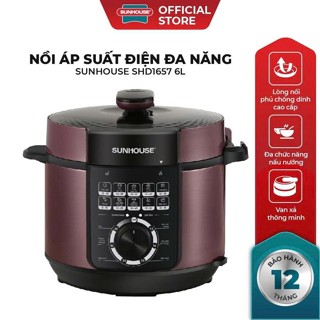 Nồi Áp Suất Điện Đa Năng 6L Sunhouse SHD1657 - 1000W, Xả Áp Bằng Nút Ấn Chống Bỏng, Bảo Hành 1 Năm