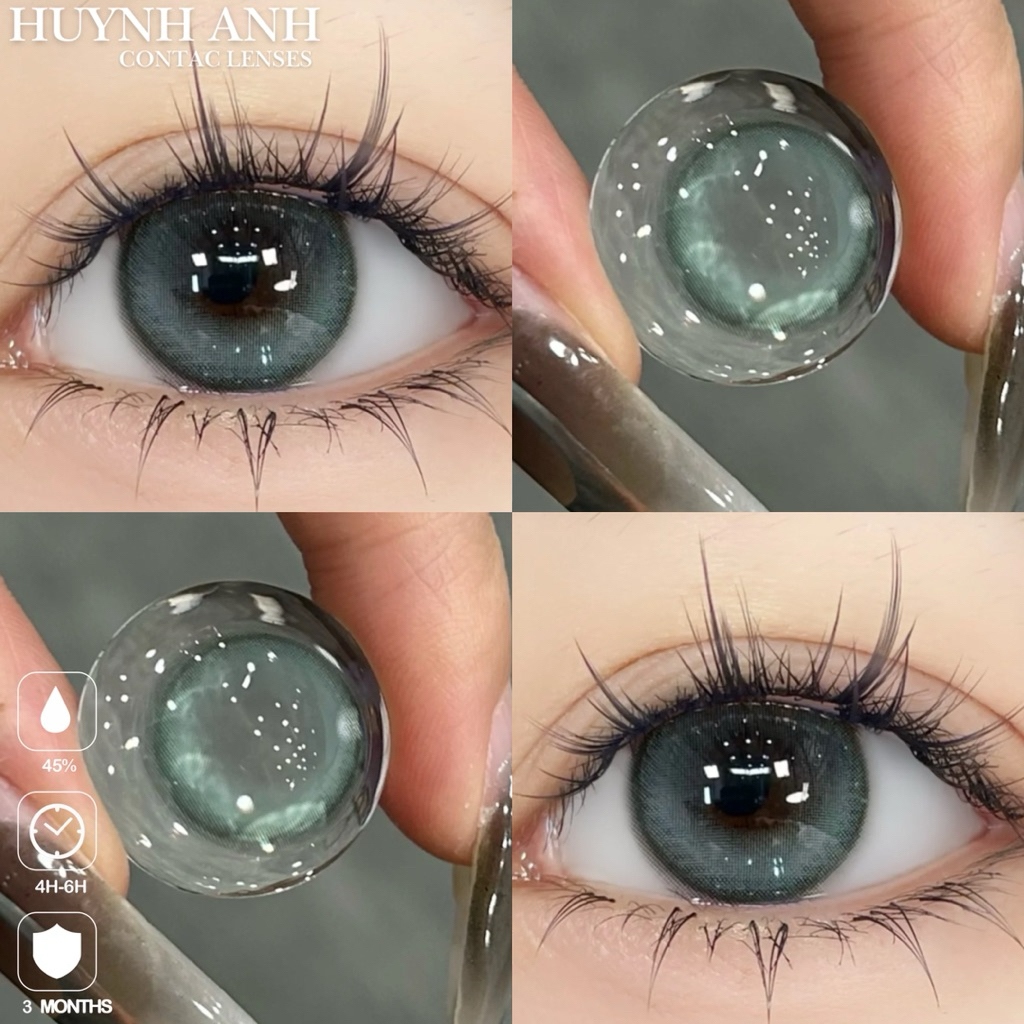 Lens Mắt Kính Áp Tròng xanh khói tự nhiên cold green Dia 14.2mm Gdia 14.1mm