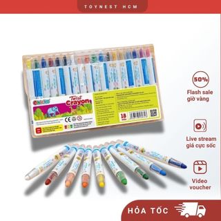 Bút Sáp Màu Xoay - Sáp Màu DUKA Xoay Tô Màu Sáng Tạo Cho Bé 18 màu Túi nhựa PVC DK3301-18