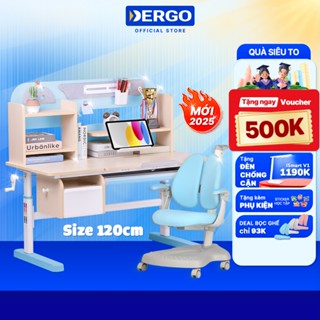 [Mới 2025 - Voucher 600K] Bộ Bàn Học Cao Cấp DERGO LEO E120 Kích Thước 1m2 Chống Gù Chống Cận