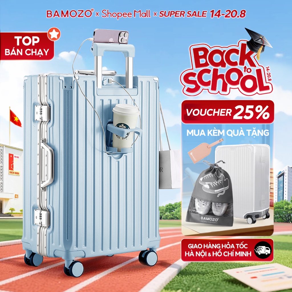 HỎA TỐC Vali Khung Nhôm Bamozo Size 28 Cao Cấp Bo 4 Góc Chống Va Đập_9066