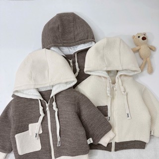  Áo khoác len trần bông dày dặn có mũ len mềm ấm cho bé  áo khoác cho bé A25B132 