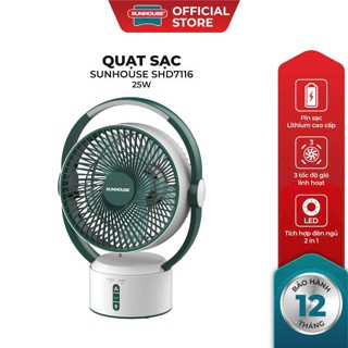 Quạt Sạc Tích Điện Mini Sunhouse SHD7116 - Sử Dụng Liên Tục Đến 10 Giờ/Lần Sạc, Pin Lithium Cao Cấp