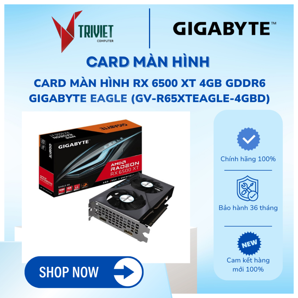 [Deal Hot] Card màn hình RX 6500 XT 4GB GDDR6 Gigabyte EAGLE (GV-R65XTEAGLE-4GBD)