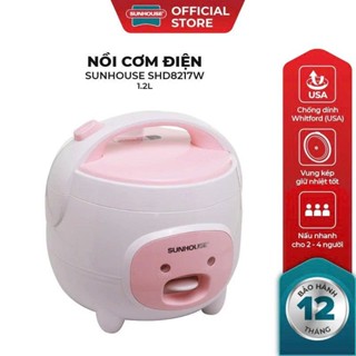 Nồi Cơm Điện 1.2L Sunhouse SHD8217W - Công Suất 500W - Màu Trắng Hồng - Bảo Hành 12 Tháng