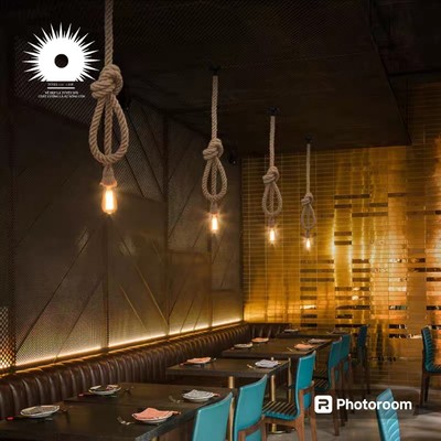 Đèn thả dây thừng SuperVilighting DAYTHUNGE27 kiểu cổ điển trang trí quán cafe phòng khách hành lang