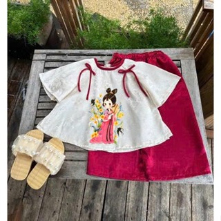 Bộ Bà Ba Cho Mẹ và Bé Gái Phối Nơ Chất Gấm, Bộ Đồ Bà Ba In Hình Mặc Tết Bé Gái Quần Gấm Mềm Big Size  BB03 BB04 BEEKIDS